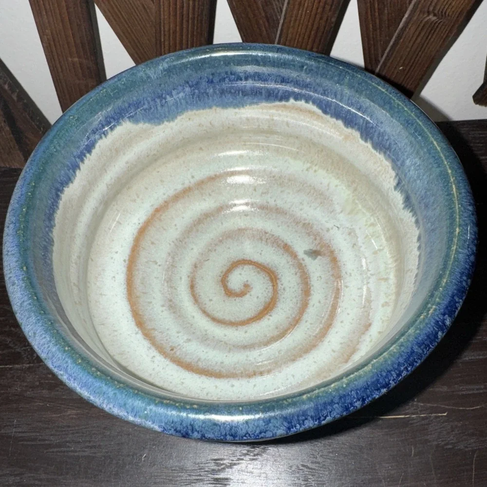 Beautiful Handmade Stoneware Blue Glazed Bowl 3.25